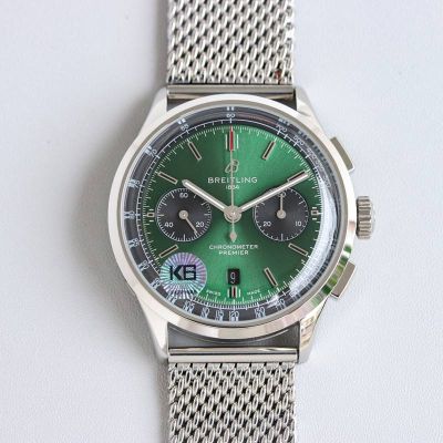 TW Factory Breitling Premier B01 Chronograph Stainless Steel 42MM 7750 Movement Green Watch